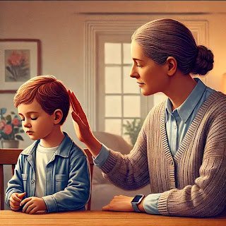 Signs of Autism - Is my Child Autistic? dall·e 2025 03 13 17.44.21 a realistic illustration of a young child avoiding eye contact while interacting with a caregiver. the caregiver is gently trying to engage with the c