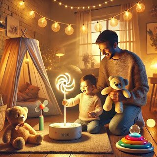 dall·e 2025 03 17 09.25.31 a heartwarming and cozy scene of a parent and child happily playing together in a warm, inviting environment filled with rare sensory products. the ro (1)