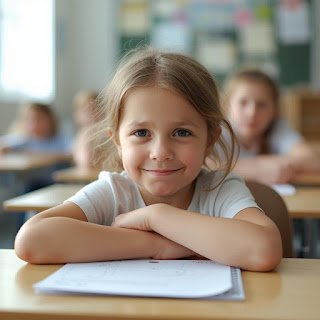 image of a child at school uneasy smile on her face (2)